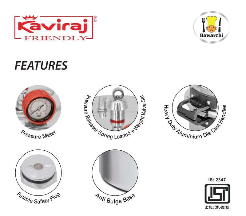 Kaviraj Bawarchi aluminium commercial cooking equipment - 30L pressure cooker