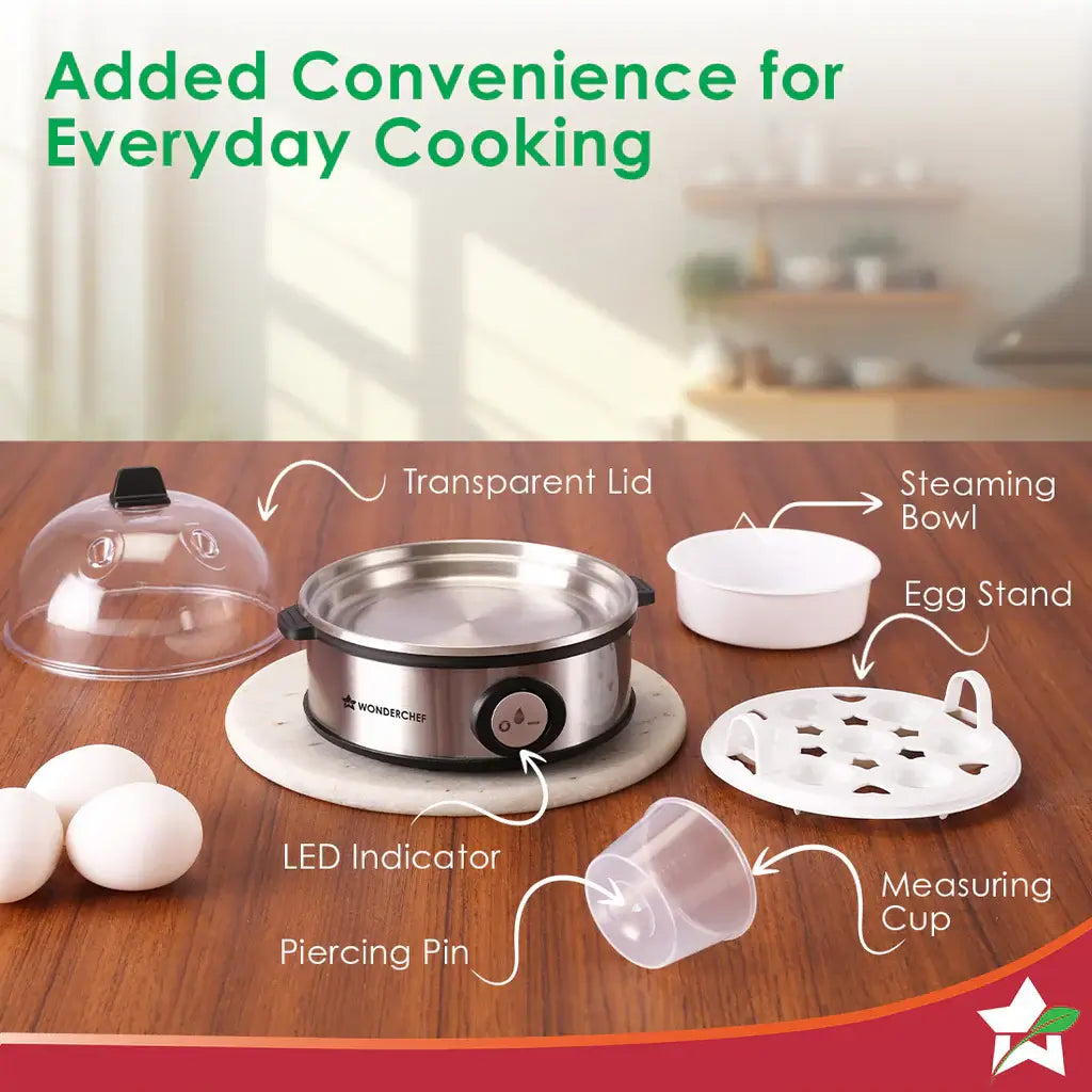 Wonderchef automatic egg boiler with LED indicator and auto shut-off