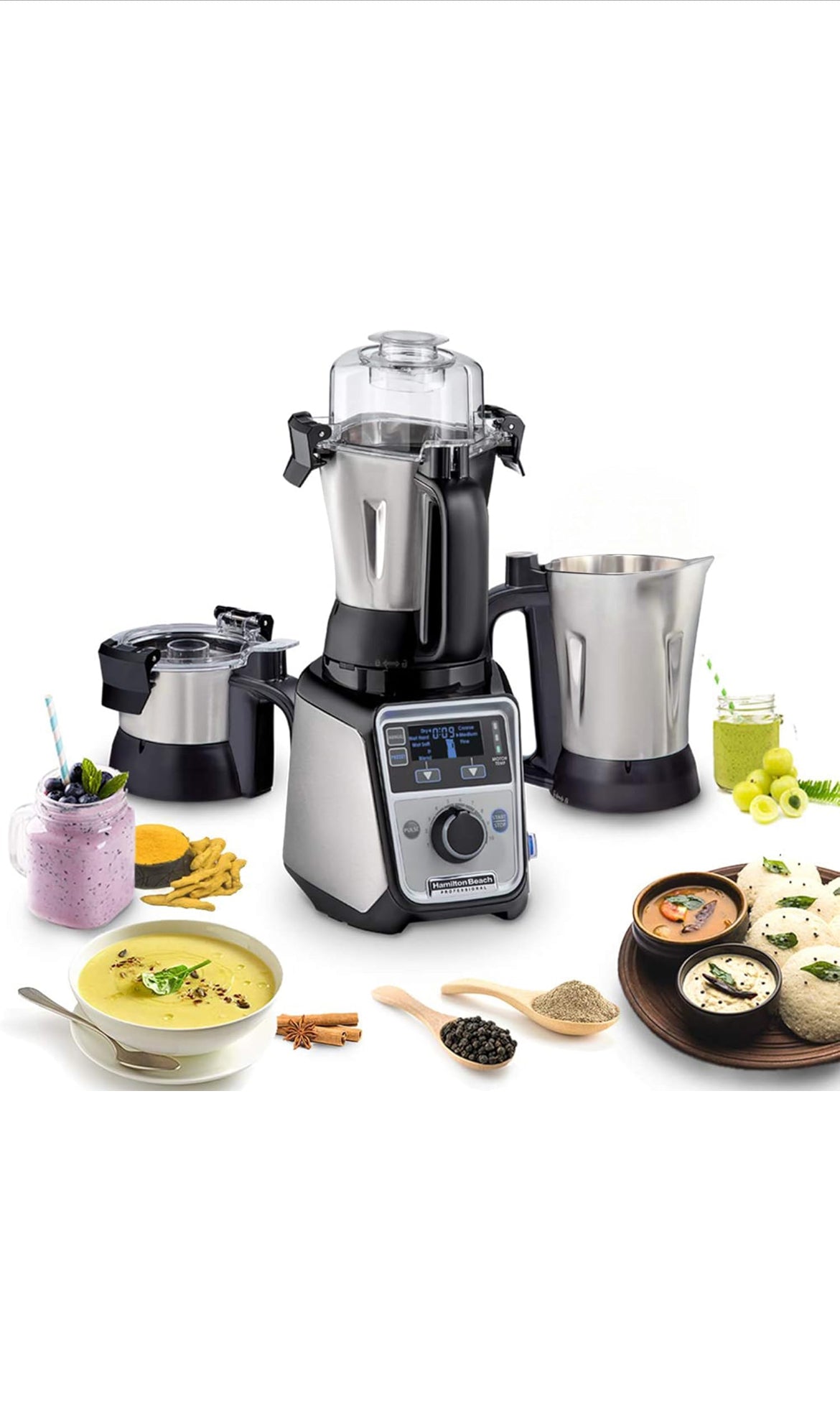 Hamilton Beach Professional Juicer Mixer Grinder 58770-IN, 1400 Watts, 3 jars, 2 lids model