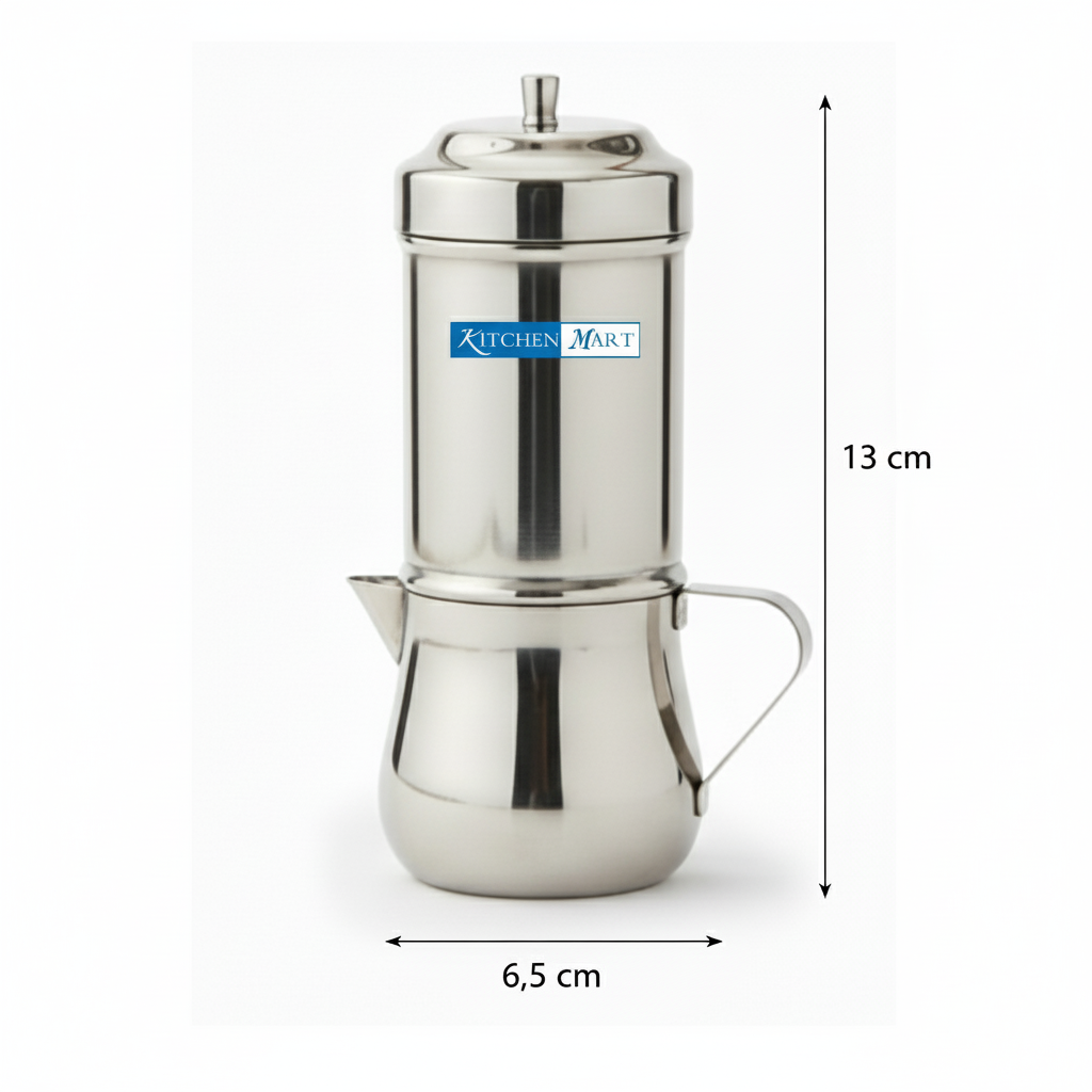Kitchen Mart Stainless Steel Coffee Filter Belly with Handle | South Indian Traditional Coffee