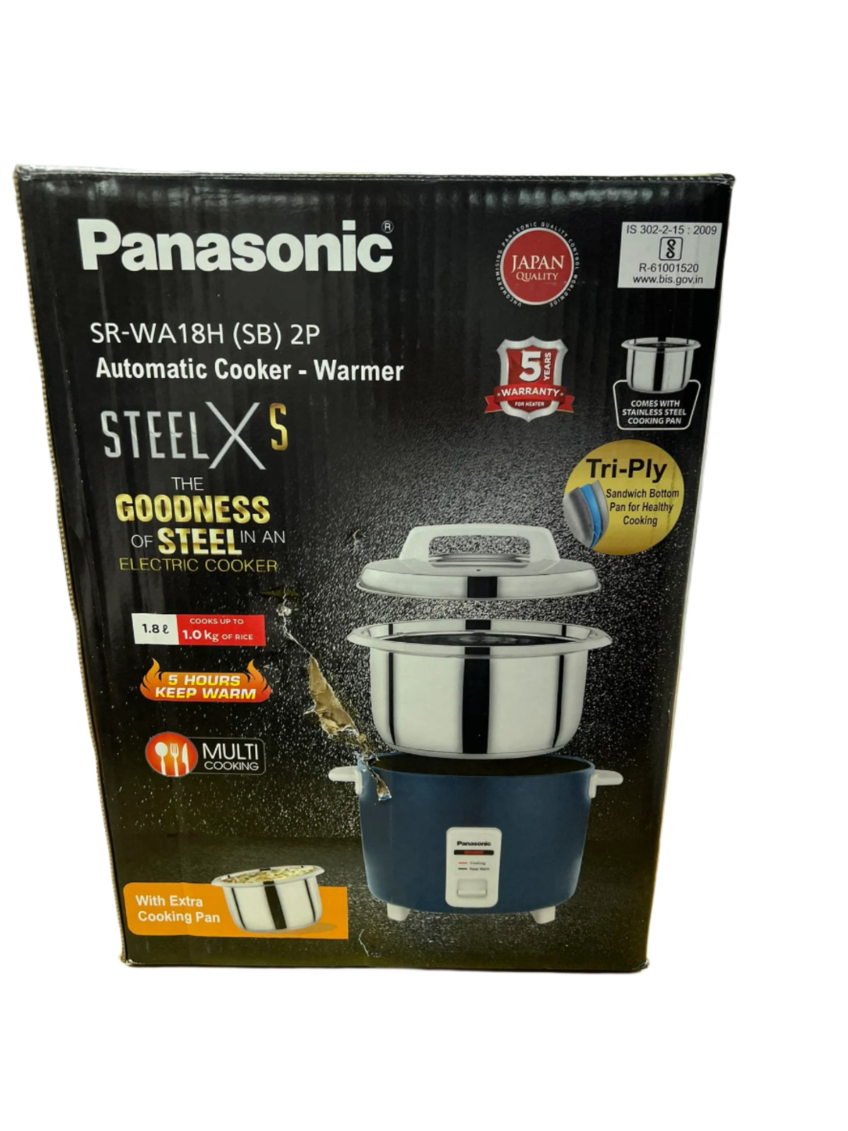 Panasonic SR-WA18H (SB) Automatic Rice Cooker - Sandwich Bottom Stainless Steel Inner Pot