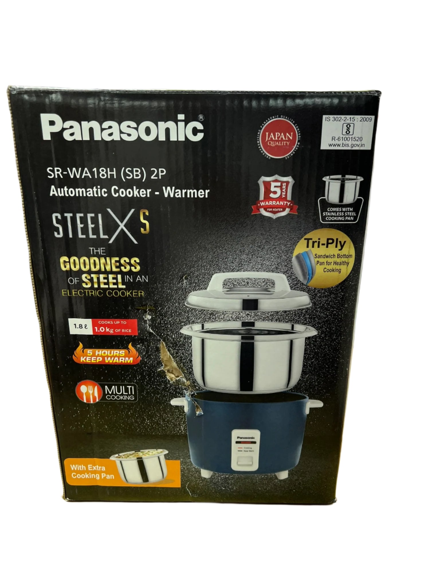 Panasonic SR-WA18H (SB) Automatic Rice Cooker - Sandwich Bottom Stainless Steel Inner Pot