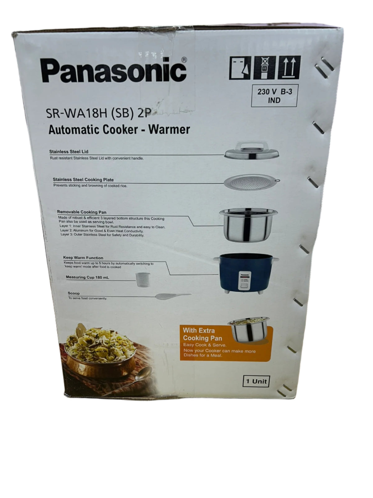 Panasonic SR-WA18H (SB) Automatic Rice Cooker - Sandwich Bottom Stainless Steel Inner Pot
