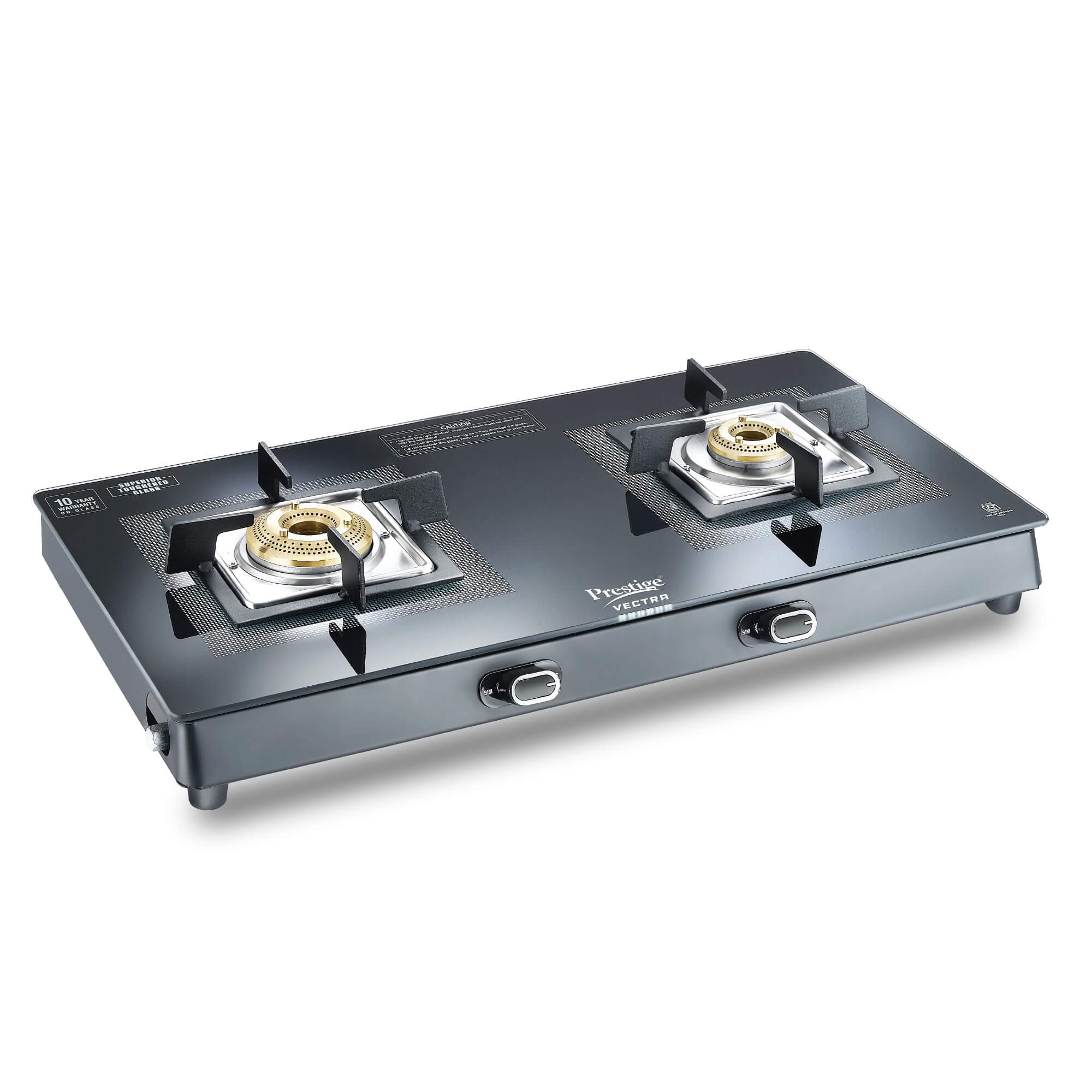 Prestige Vectra 2 Burner Gas Stove - Stylish Black Glasstop