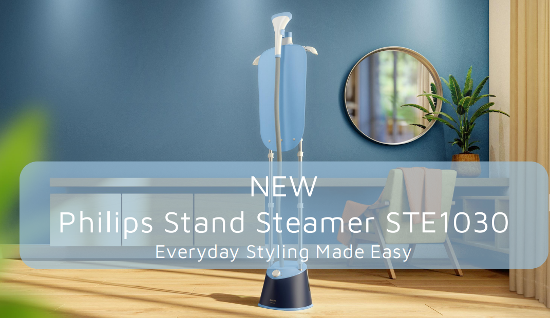 Philips Stand Garment Steamer STE1030/20 – 1800W, 36 g/min Steam Output, 1.8L Water Tank
