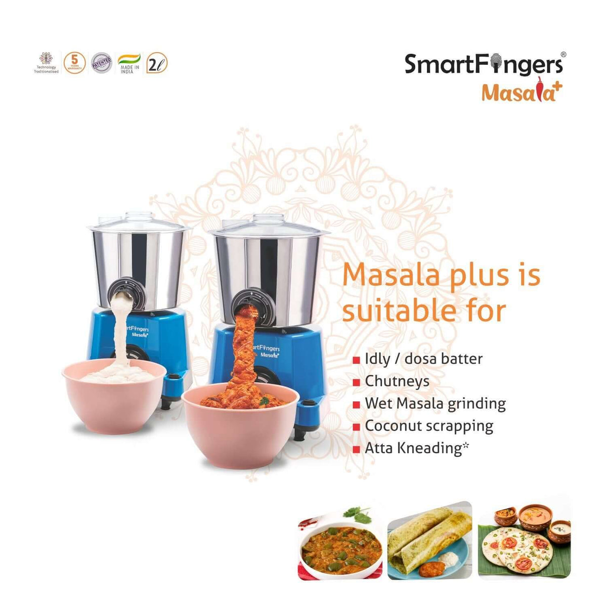 SmartFingers Masala Plus Wet Grinder with batter dispenser