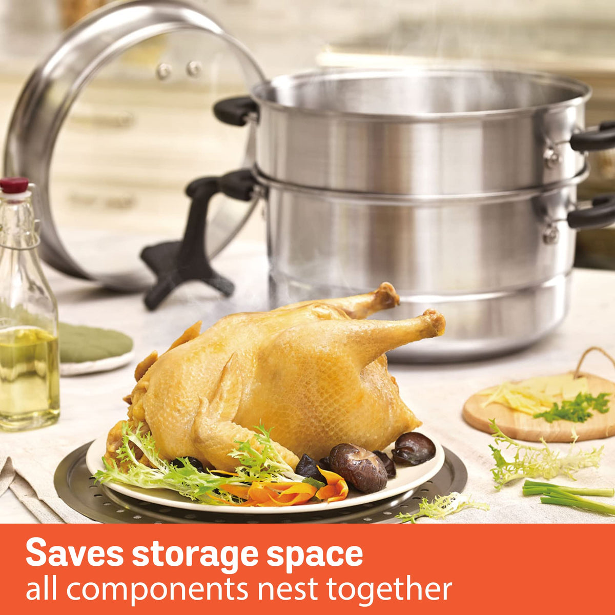 Versatile Kitchen Steamer Set with Nesting Design by Meyer