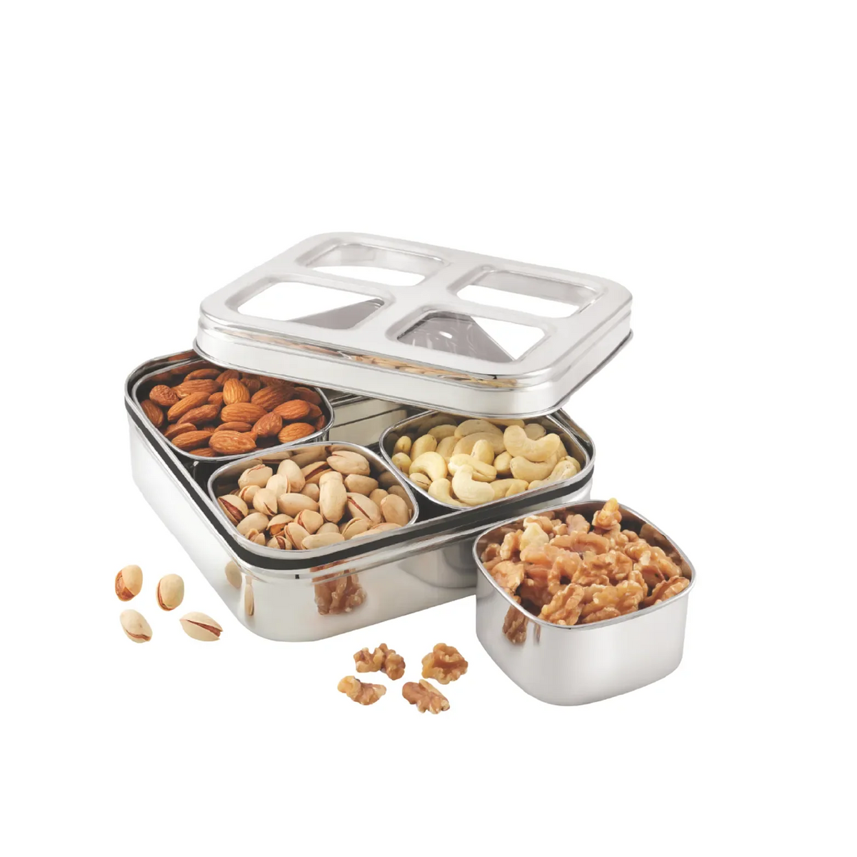JVL Vista airtight dry fruit and spice tin 4 cups stainless steel