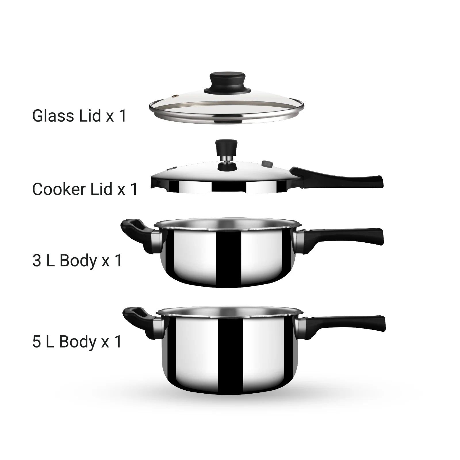 Stahl Xpress Cooker Combo 3L & 5L with Triply Stainless Steel and Glass Lid