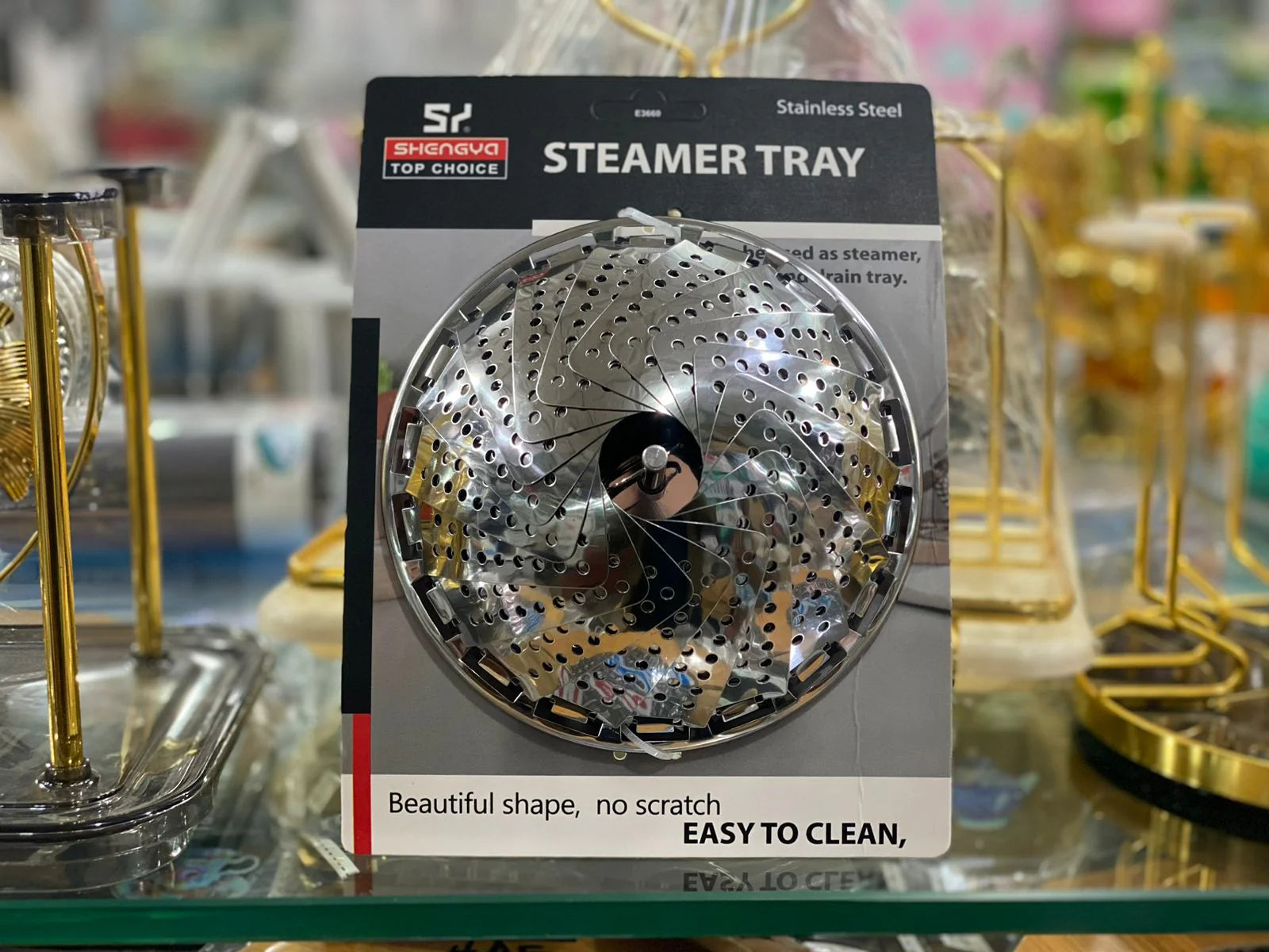 Shengya adjustable stainless steel steamer tray expanded to full size