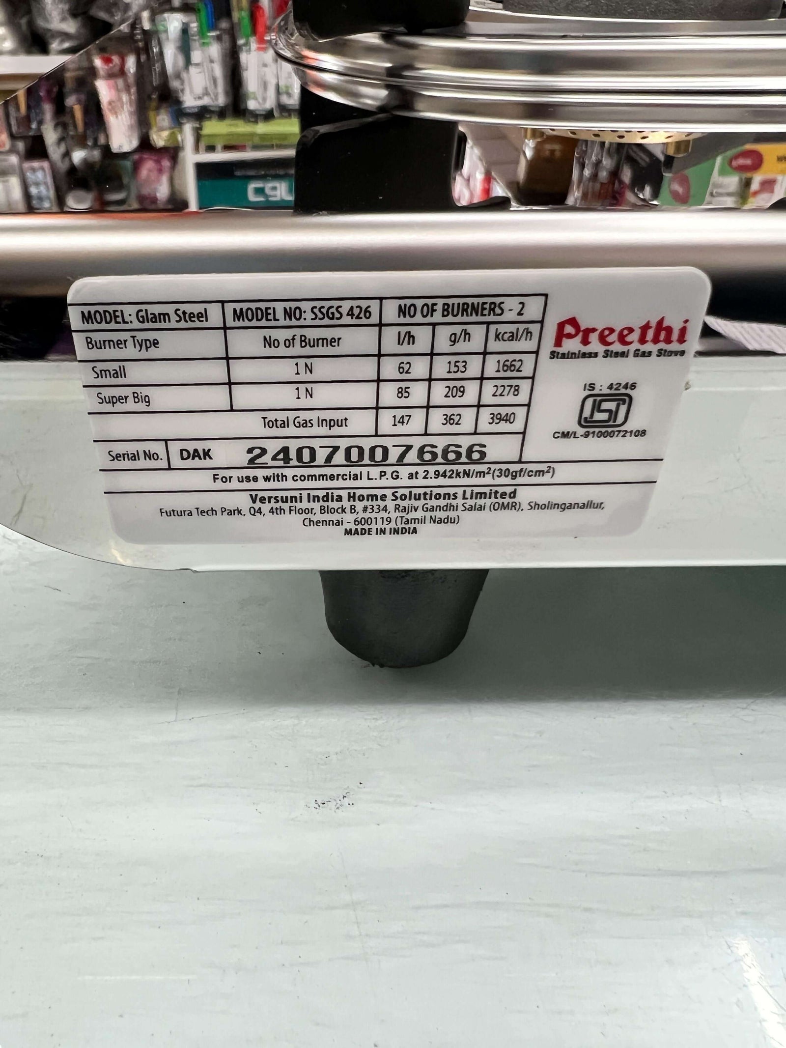 Preethi Glamsteel SSGS 426 Gas Stove featuring premium stainless steel body