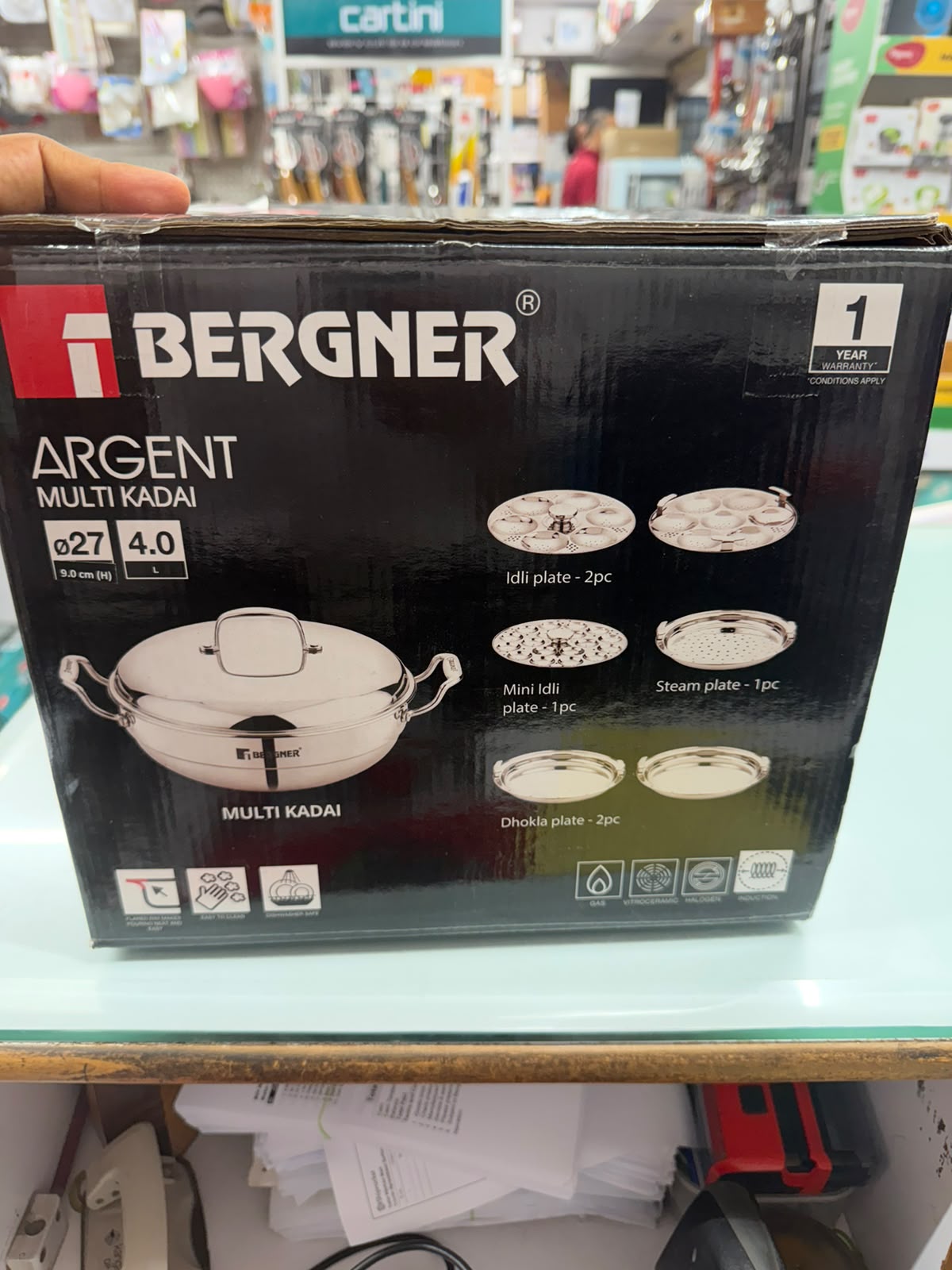 Bergner Argent multi kadai complete 8 piece steamer set made in India