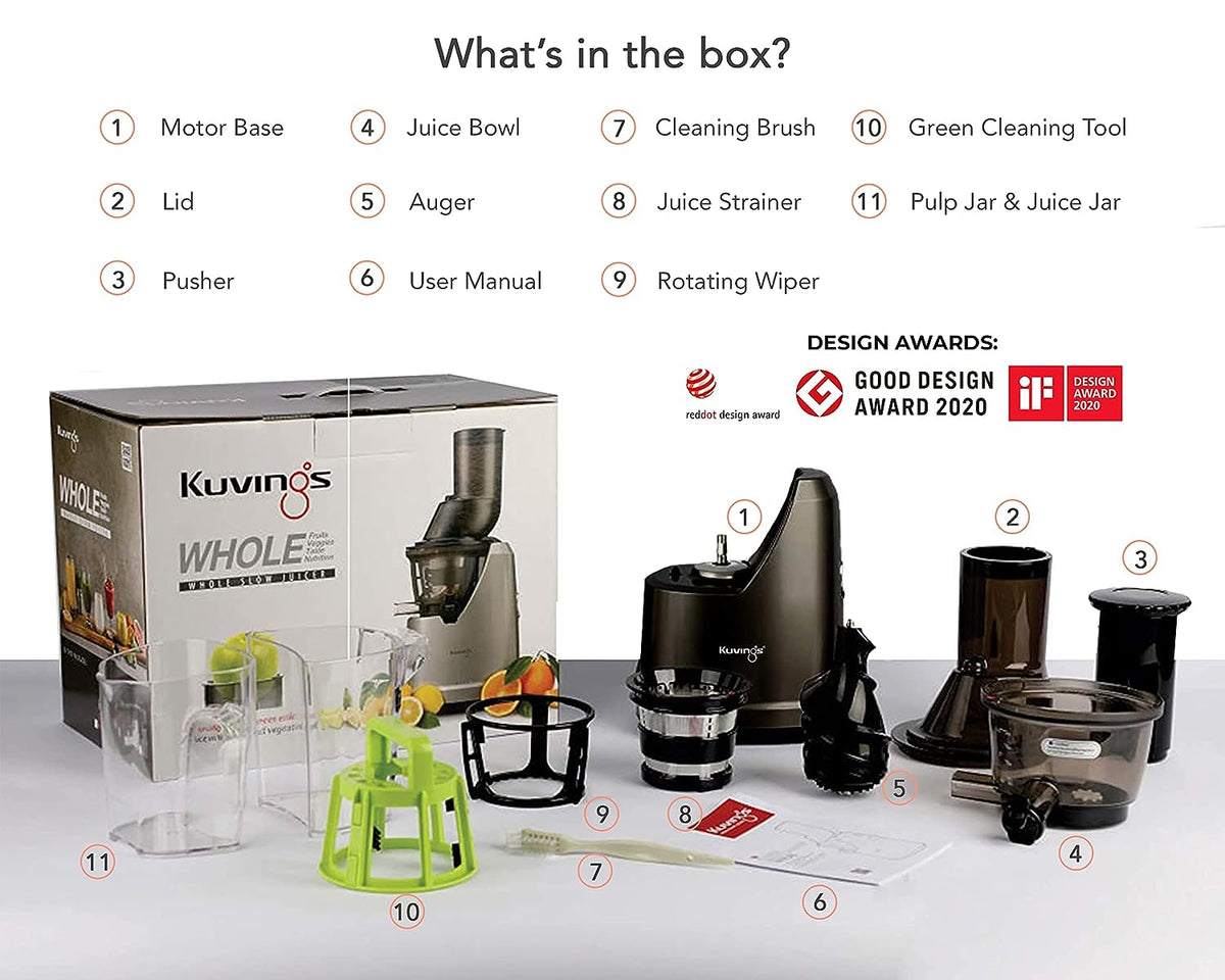 Kuvings B1700 Professional Cold Press Whole Slow Juicer with Smoothie & Sorbet Attachments Included