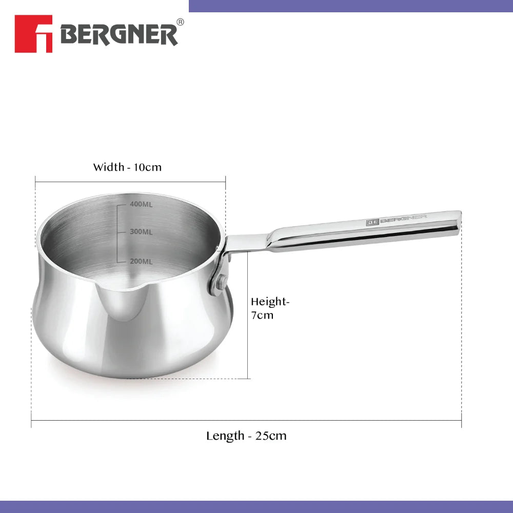 Bergner Essentials Balaji Tri-Ply Stainless Steel Coffee/Milk Warmer Pot, Induction Friendly, 5-Year Warranty