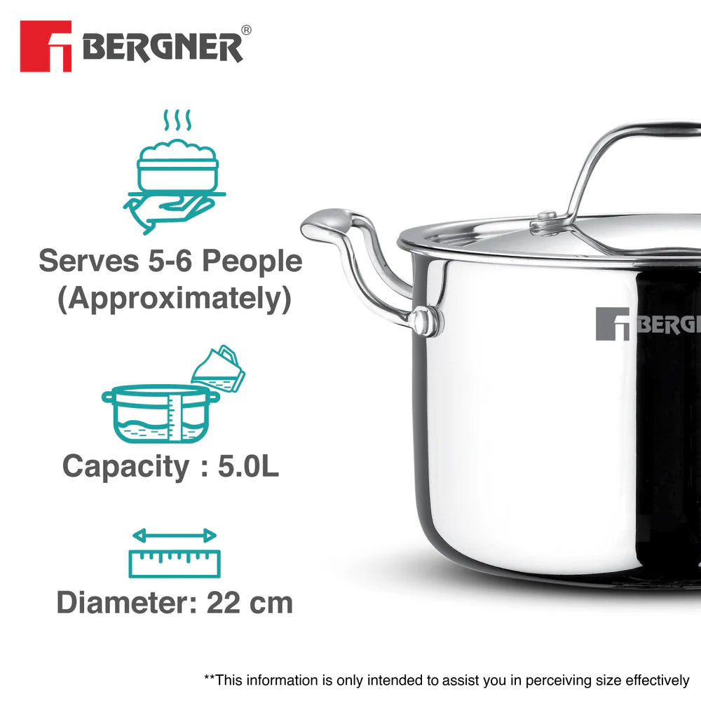 Bergner Argent Samsara Triply Stockpot with SS Lid