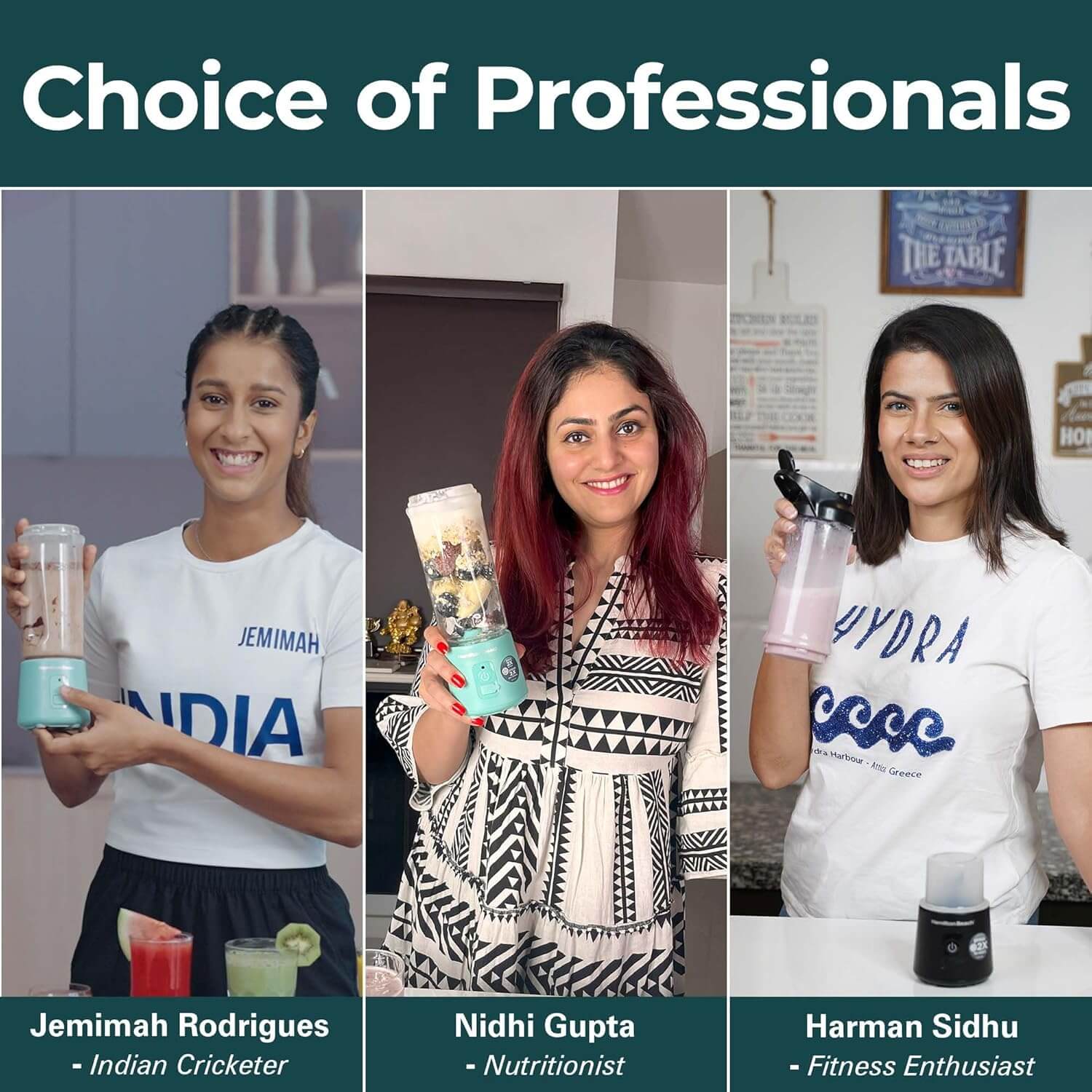 Hamilton Beach Portable Blender for Smoothies & Juices, Rechargeable Personal Blender - Aqua