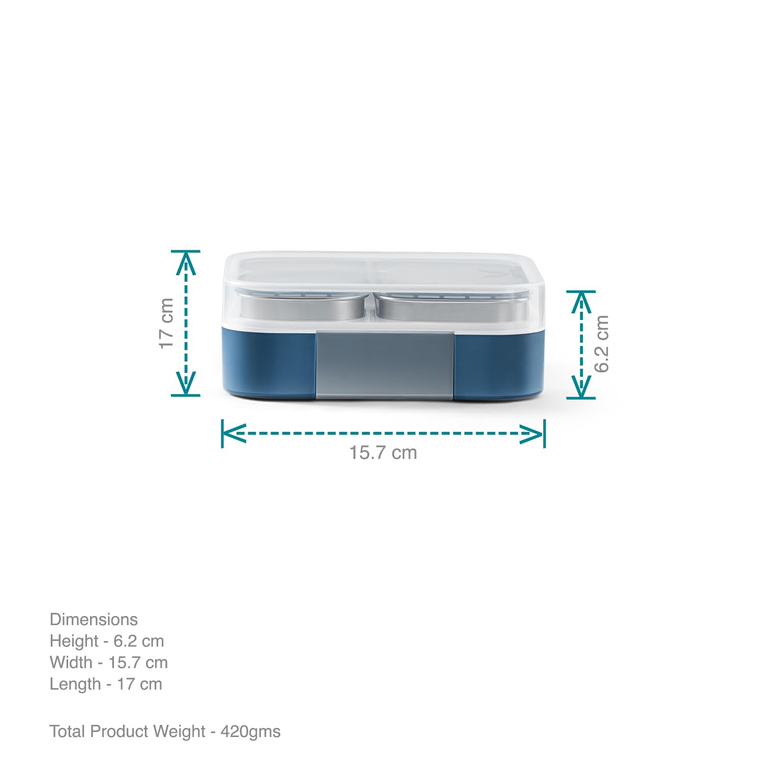 VAYA TYDBYT Stainless Steel Bento Lunch Box with 3 Leakproof Compartments – Perfect for Kids, Office & School