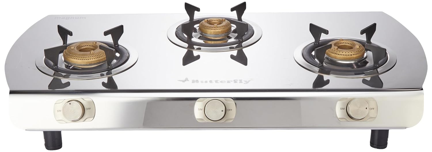 Butterfly glass top cheap gas stove 3 burner