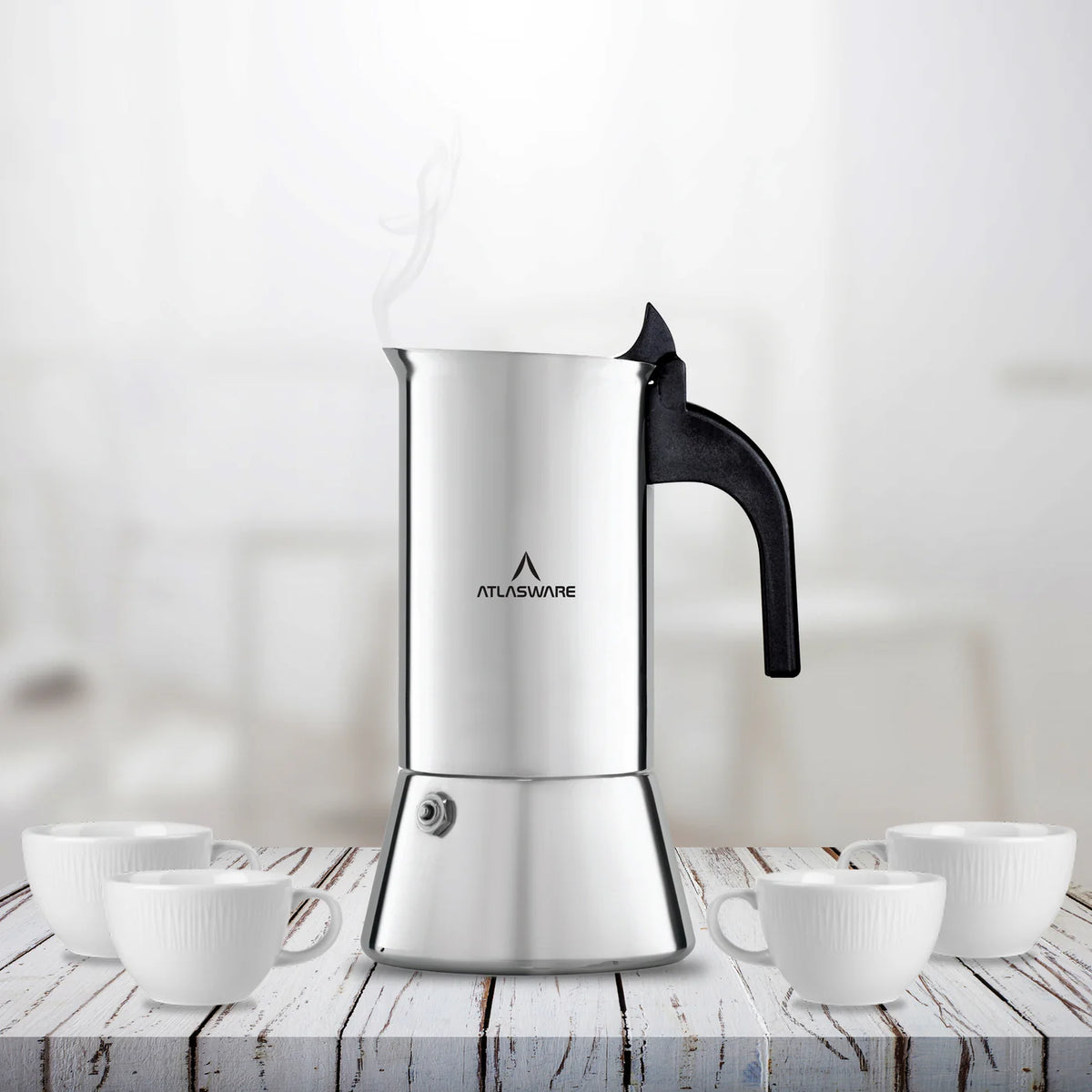 Atlasware stainless steel coffee maker mocha design with serving pot