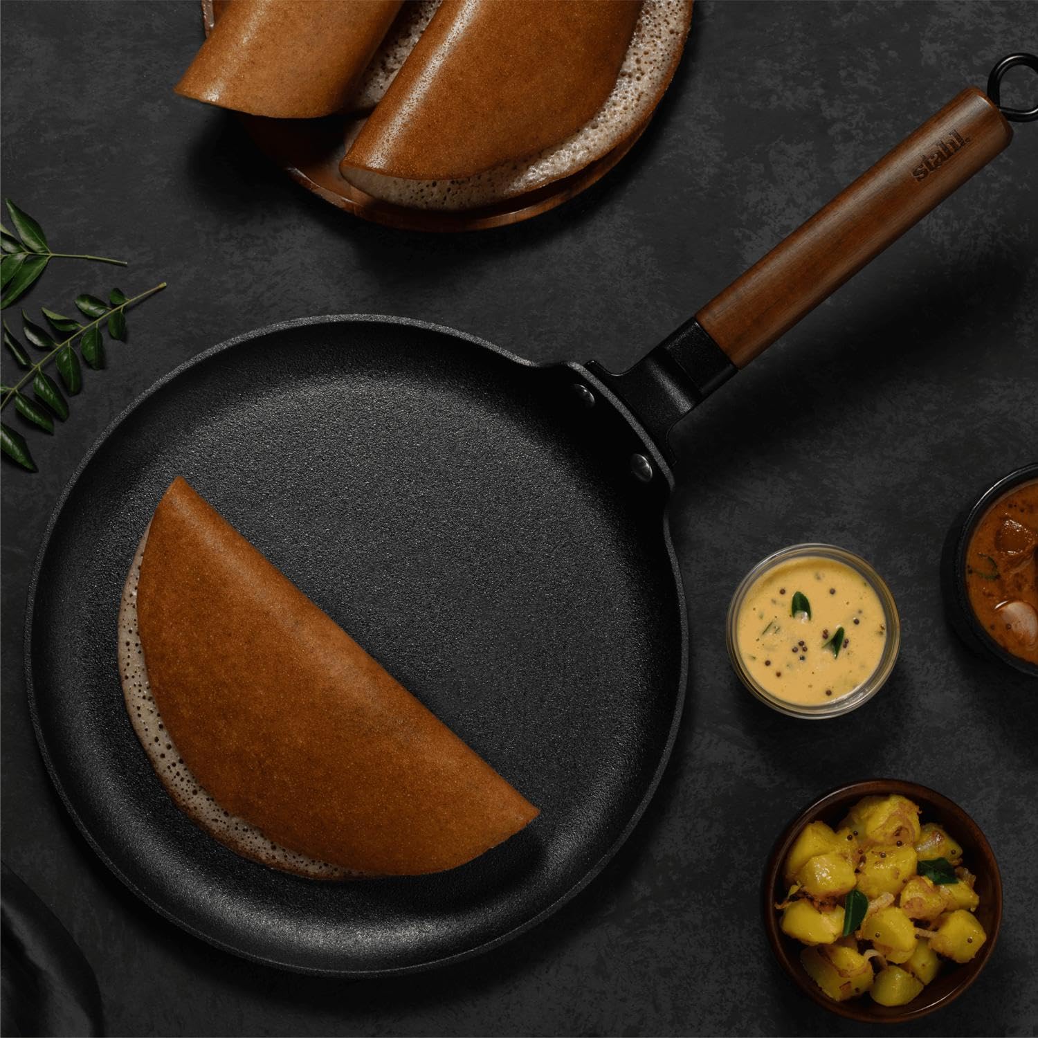Stahl Blacksmith Cast Iron Dosa Tawa | Pre-Seasoned Induction Pan