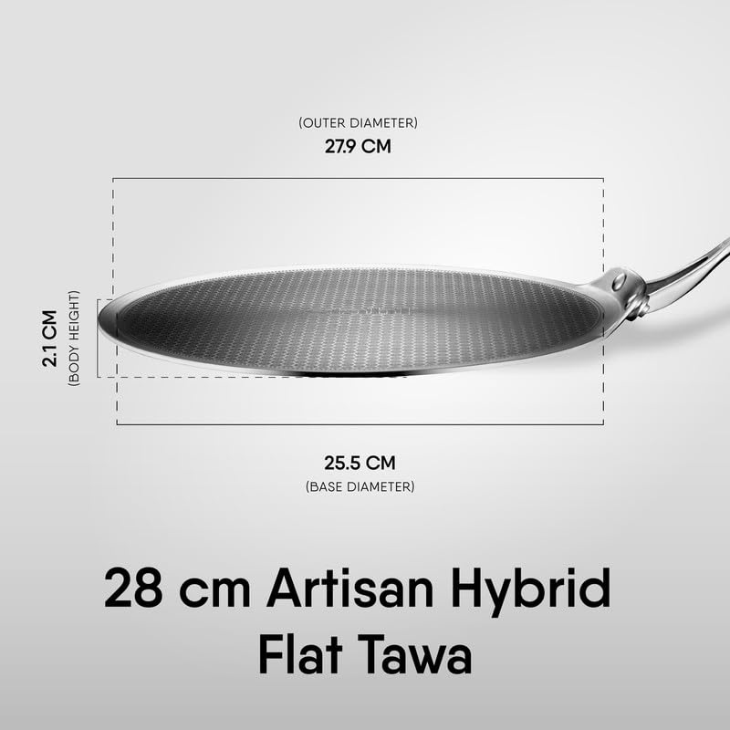 Stahl Artisan Hybrid Flat Tawa with Honeycomb Non-Stick Surface
