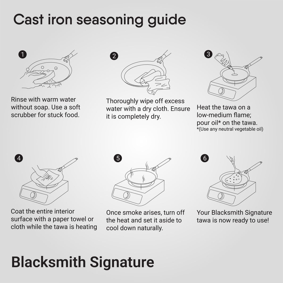 Stahl Blacksmith Cast Iron Dosa Tawa | Pre-Seasoned Induction Pan