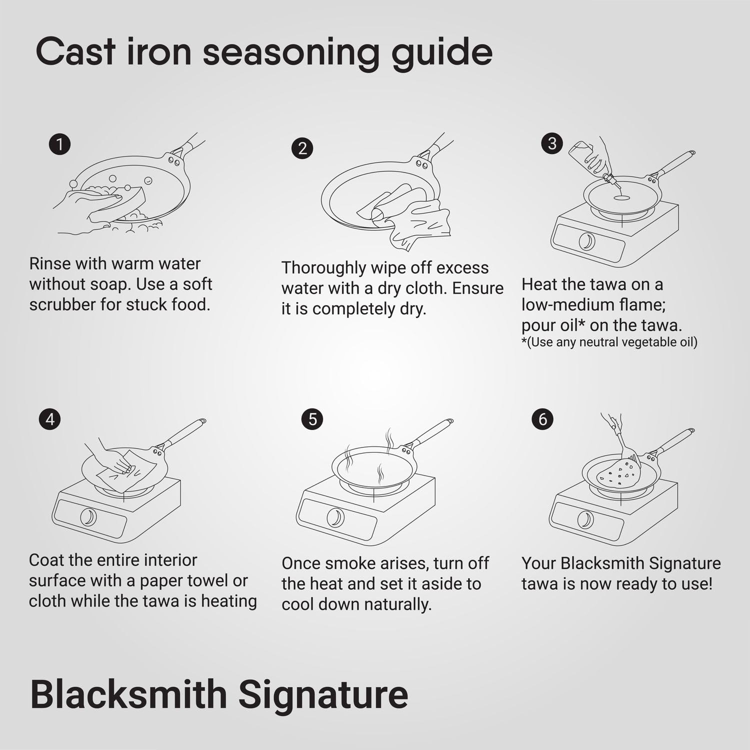 Stahl Blacksmith Cast Iron Dosa Tawa | Pre-Seasoned Induction Pan