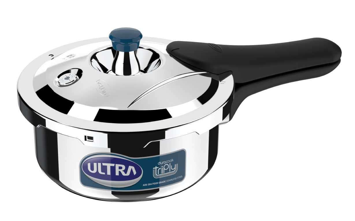 Ultra Duracook Triply Pressure Cooker, Food Grade SS 304, Induction Compatible, 5-Year Warranty