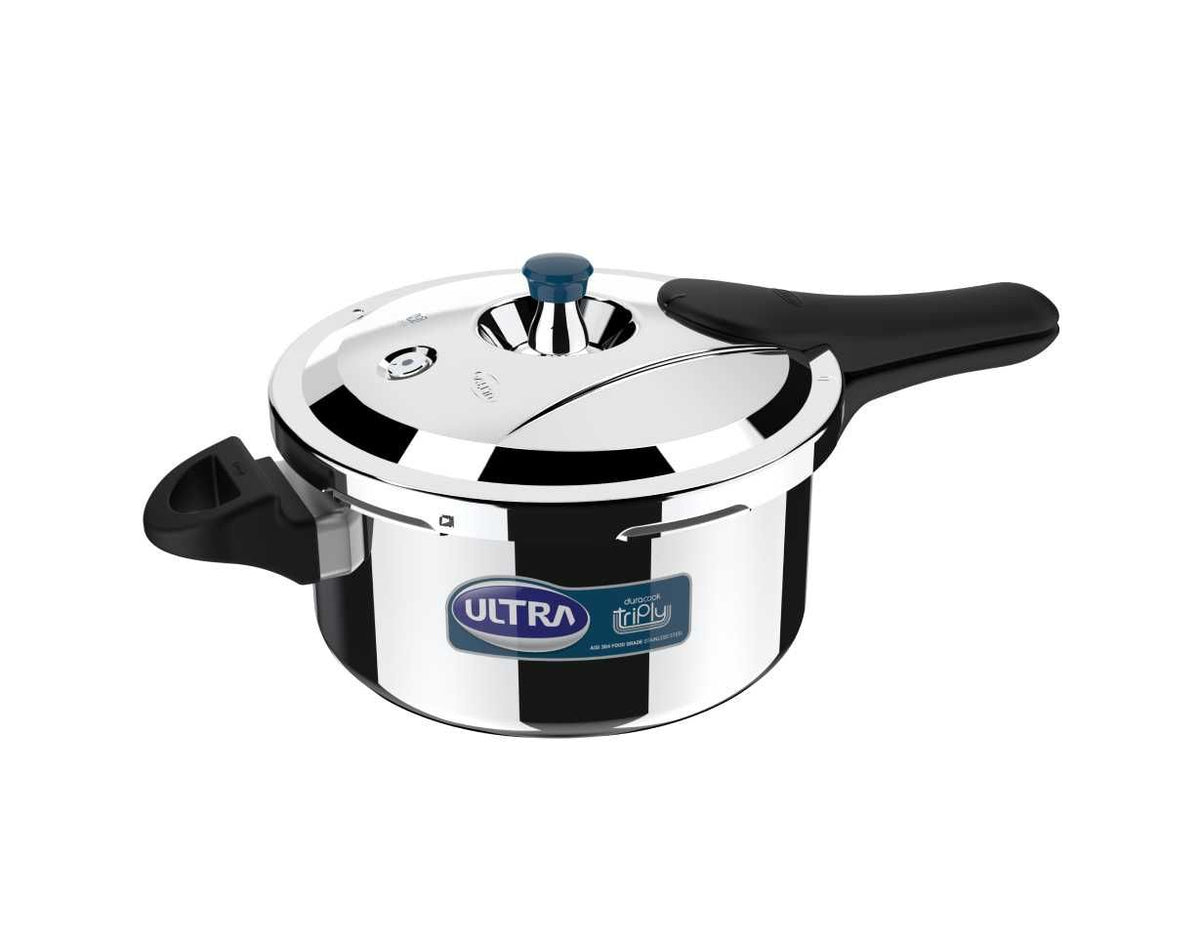 Ultra Duracook Triply Pressure Cooker, Food Grade SS 304, Induction Compatible, 5-Year Warranty