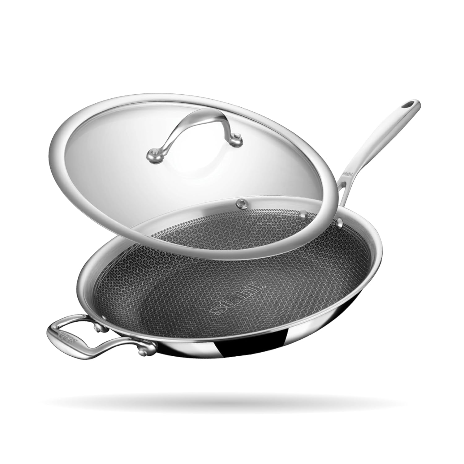 STAHL TRIPLY STAINLESS STEEL ARTISAN HYBRID Frypan WITH LID (NON-STICK)