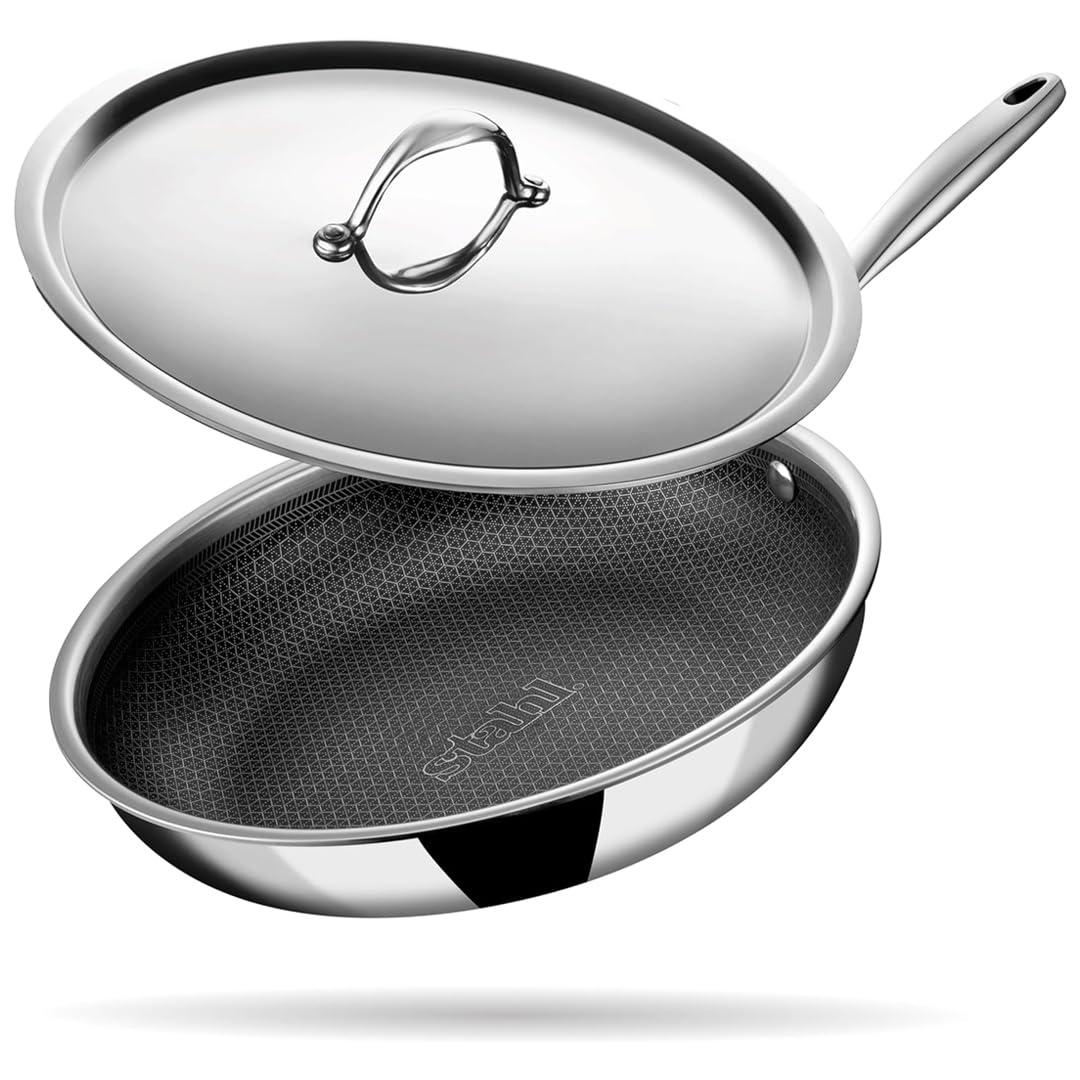 STAHL TRIPLY STAINLESS STEEL ARTISAN HYBRID Frypan WITH LID (NON-STICK)