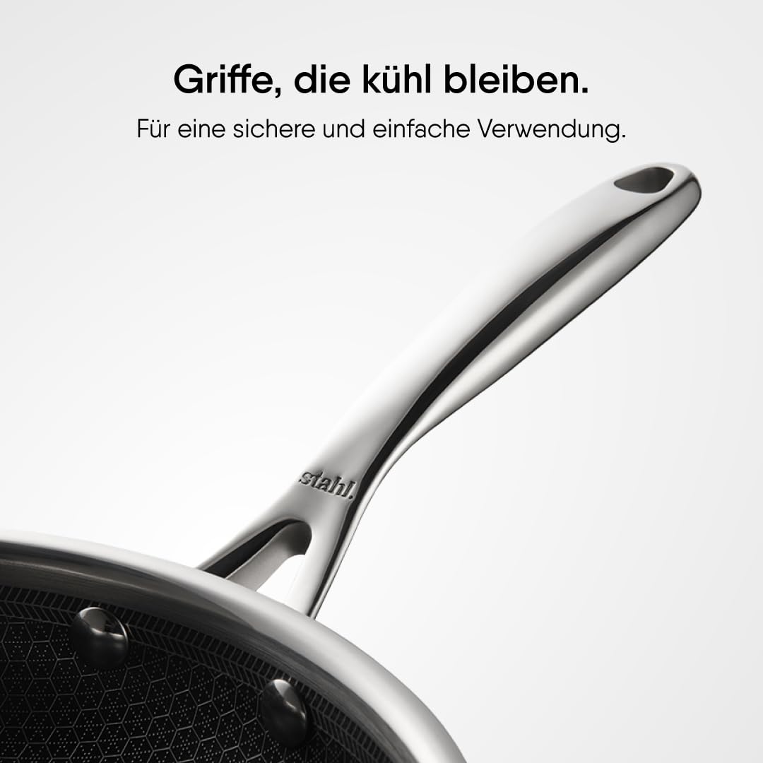 STAHL TRIPLY STAINLESS STEEL ARTISAN HYBRID Frypan WITH LID (NON-STICK)