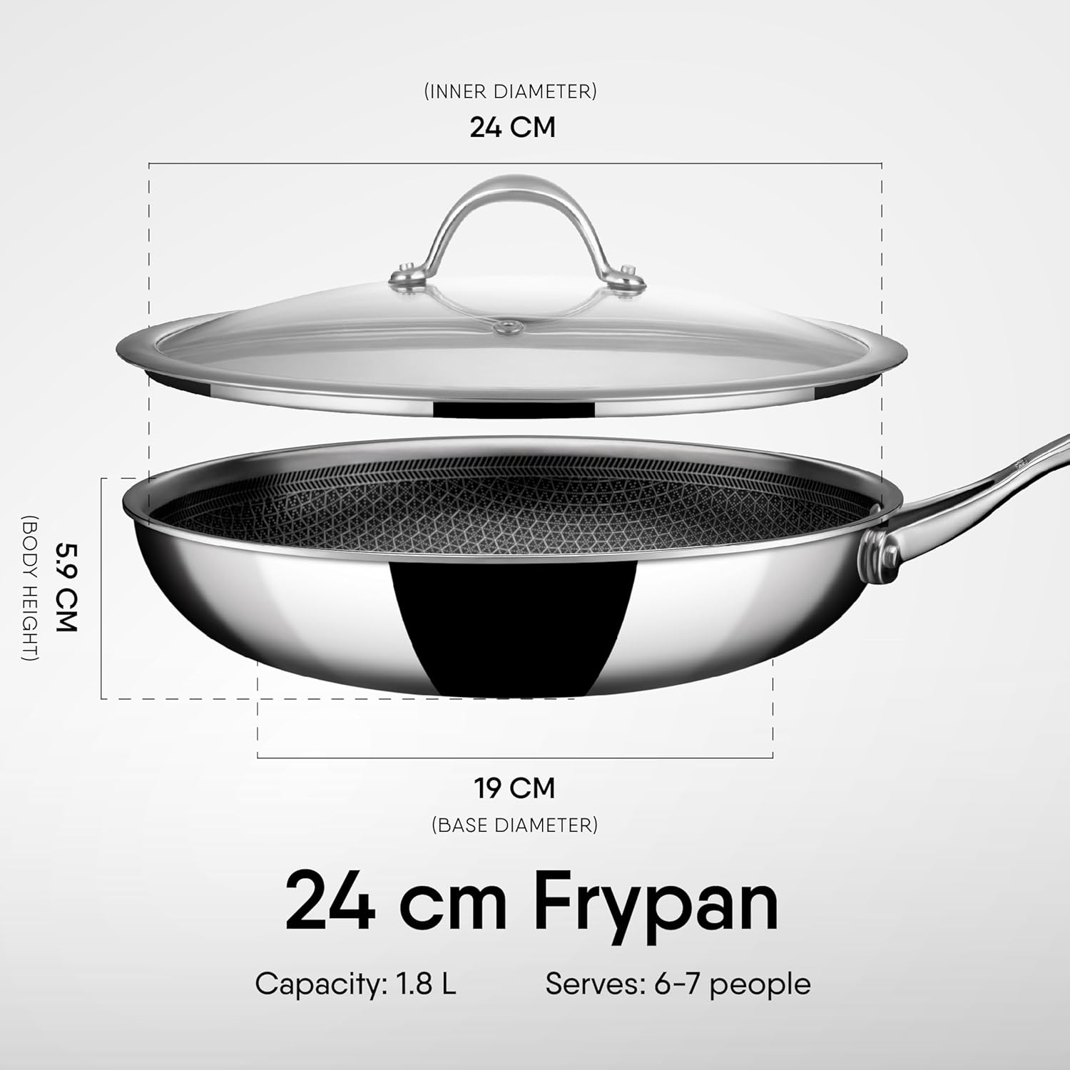 STAHL TRIPLY STAINLESS STEEL ARTISAN HYBRID Frypan WITH LID (NON-STICK)