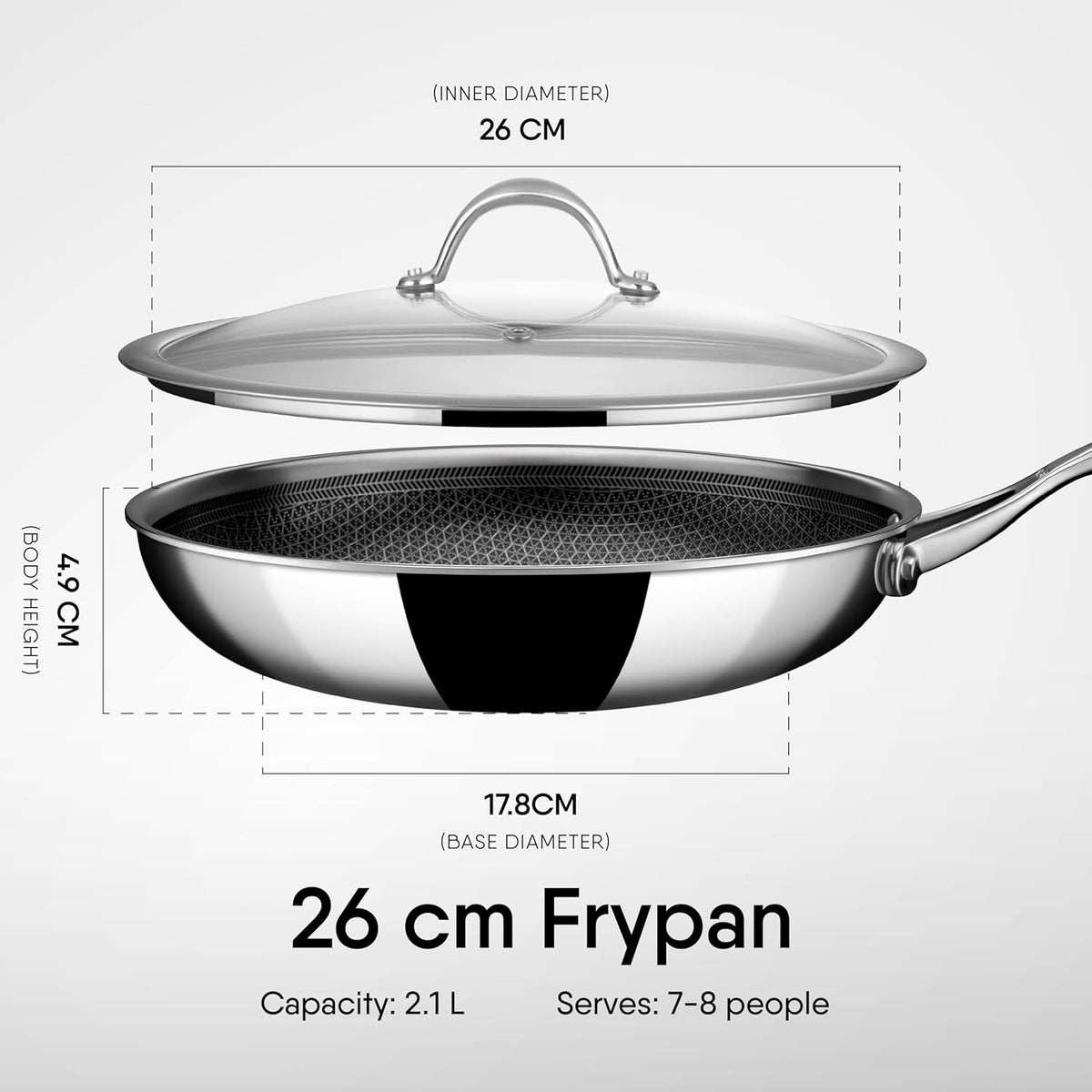 STAHL TRIPLY STAINLESS STEEL ARTISAN HYBRID Frypan WITH LID (NON-STICK)