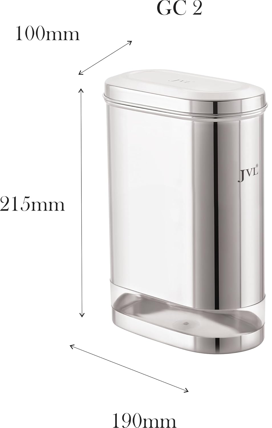 JVL Stainless Steel Capsule Shape Galaxy Clear Canister with Airtight Lid for Dry Storage