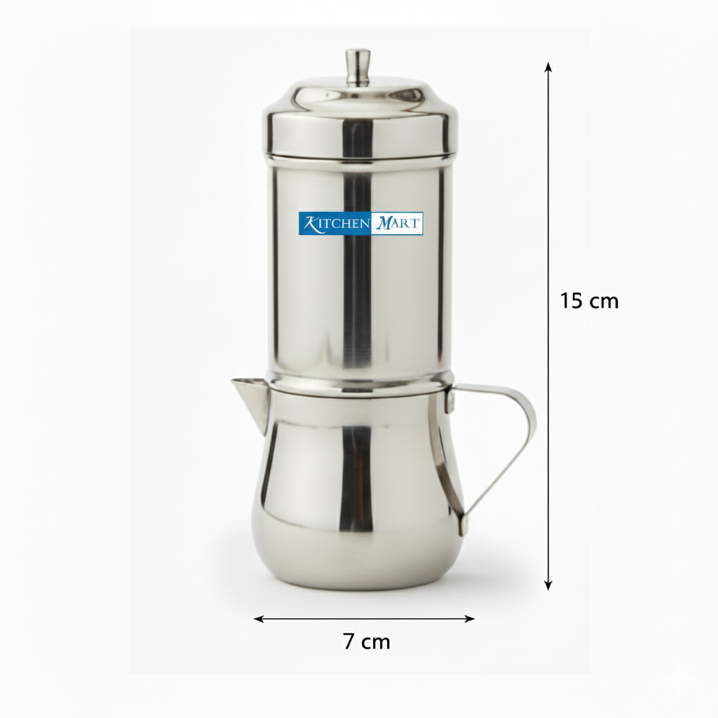 Kitchen Mart Stainless Steel Coffee Filter Belly with Handle | South Indian Traditional Coffee