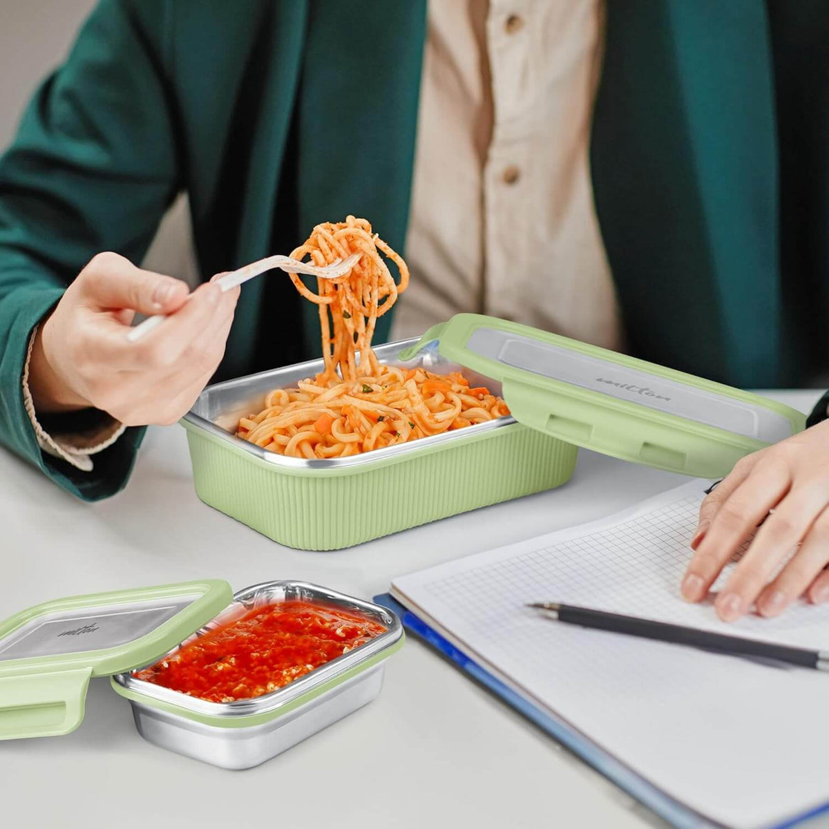 MILTON Cool Touch Epic 800 Microwave Safe Stainless Steel Tiffin Set of 2 (780ml+180ml) BPA Free