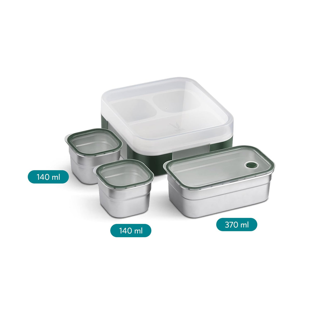VAYA TYDBYT Stainless Steel Bento Lunch Box with 3 Leakproof Compartments – Perfect for Kids, Office &amp; School