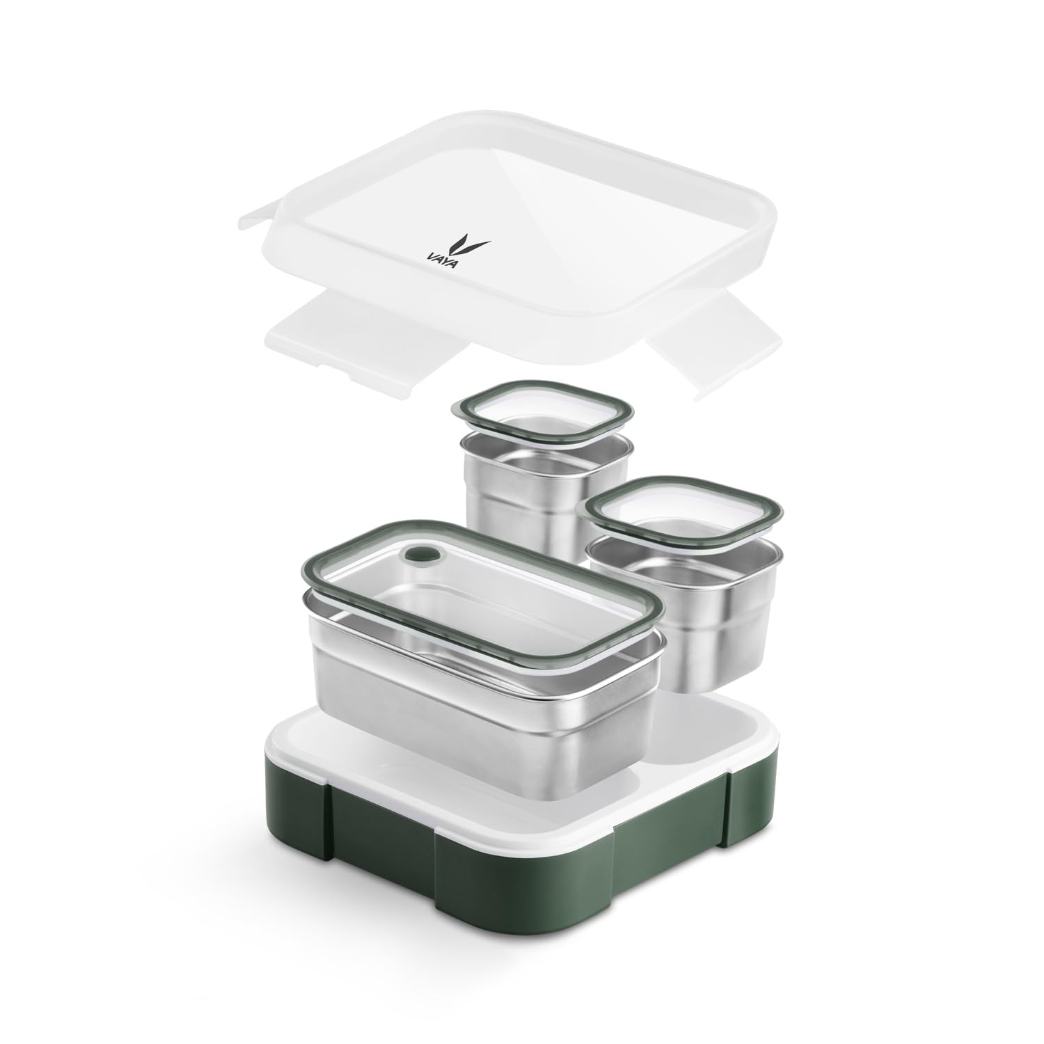 VAYA TYDBYT Stainless Steel Bento Lunch Box with 3 Leakproof Compartments – Perfect for Kids, Office & School