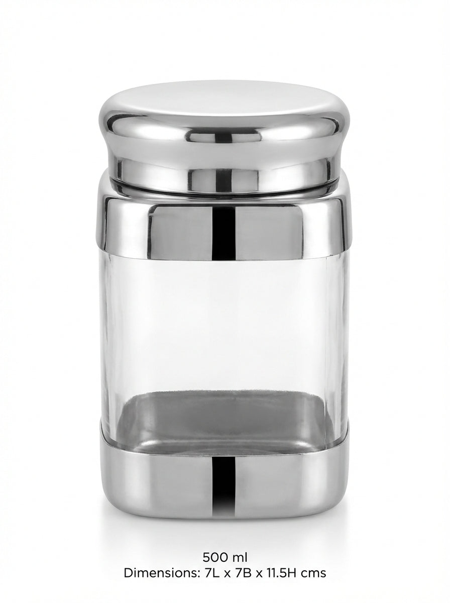 JVL Square Canister Airtight Steel Lid Kitchen Dry Storage Jar