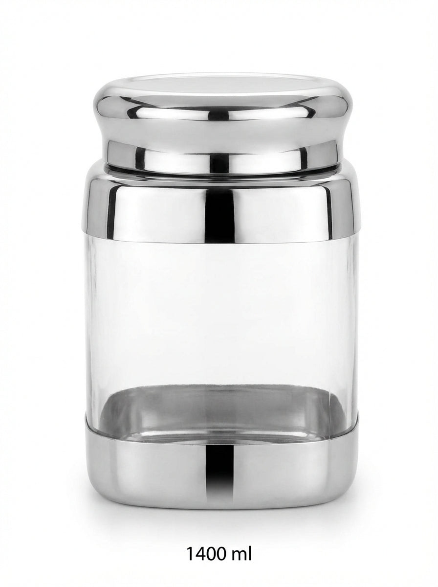 JVL Square Canister Airtight Steel Lid Kitchen Dry Storage Jar