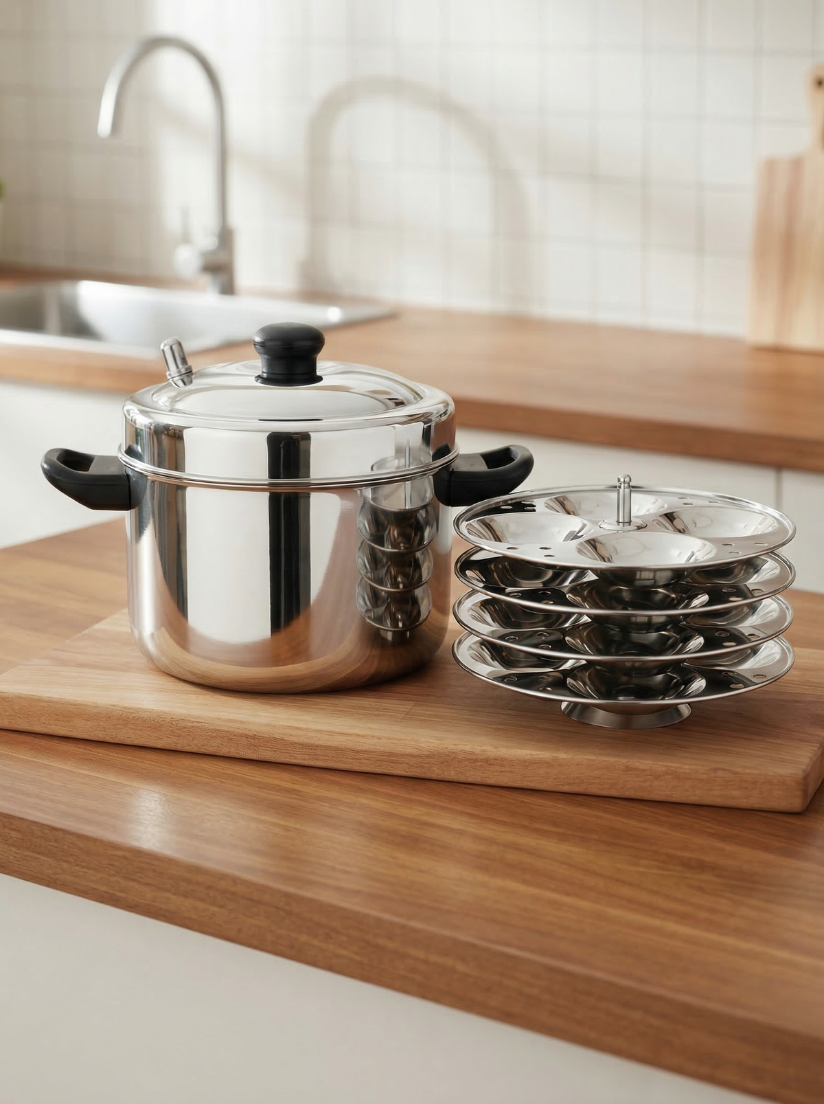 Embassy Sandwich Bottom Idly Maker with Deluxe Idly Stand & Lifter – Stainless Steel