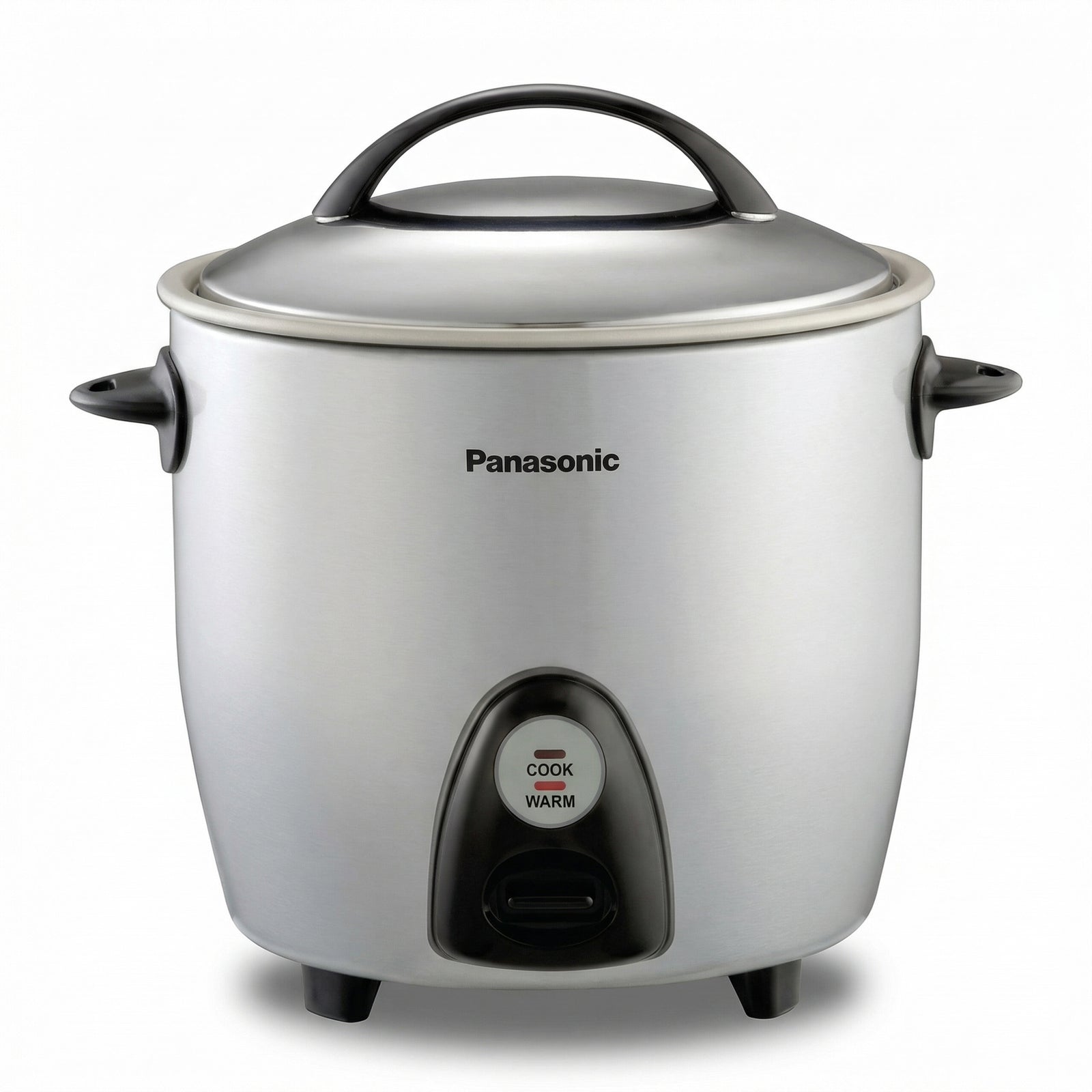 Panasonic SR-G28 2.8 litre automatic electric rice cooker in metallic silver finish with stainless steel lid