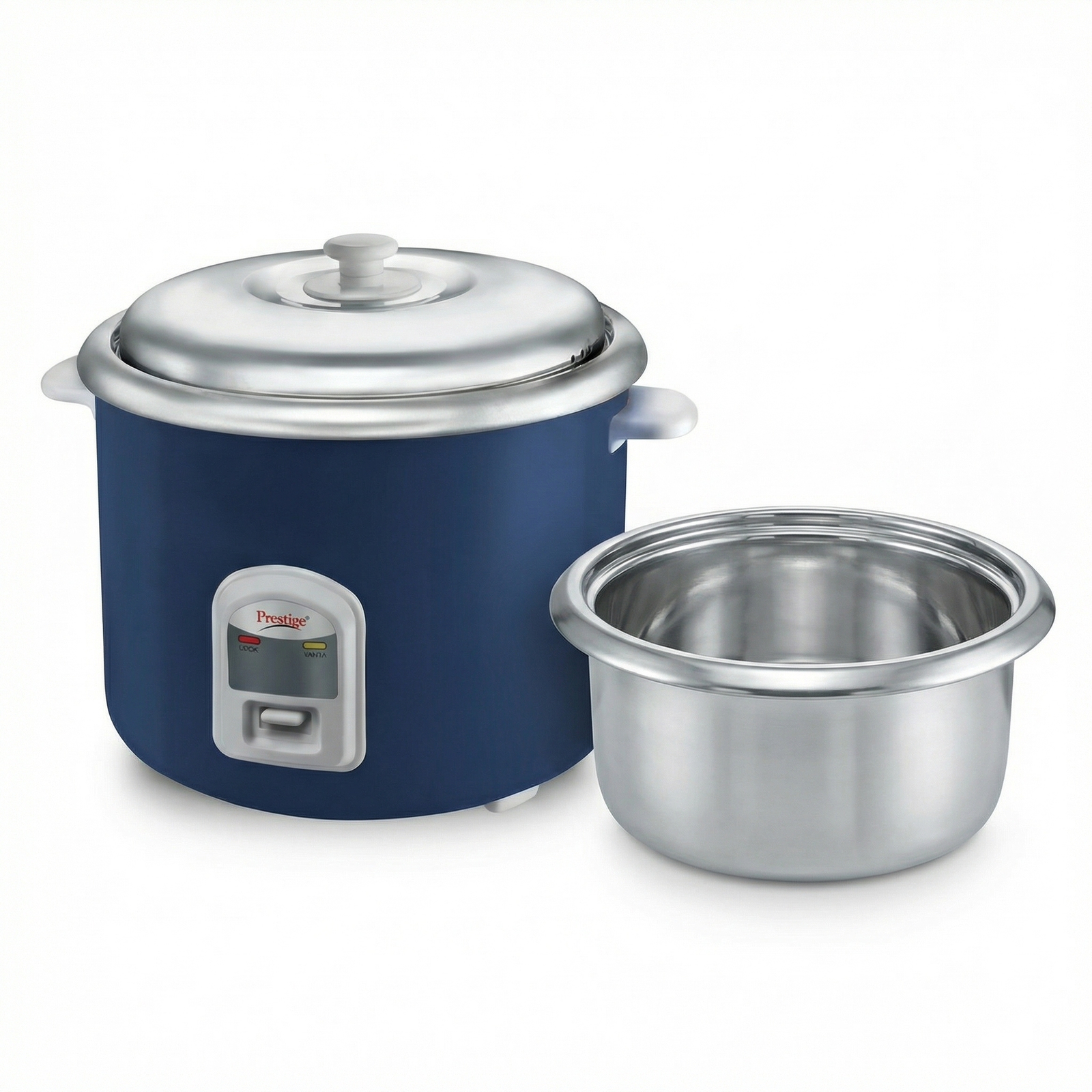 Prestige Cute 2.8L SS rice cooker front view with control switch and cool touch handles