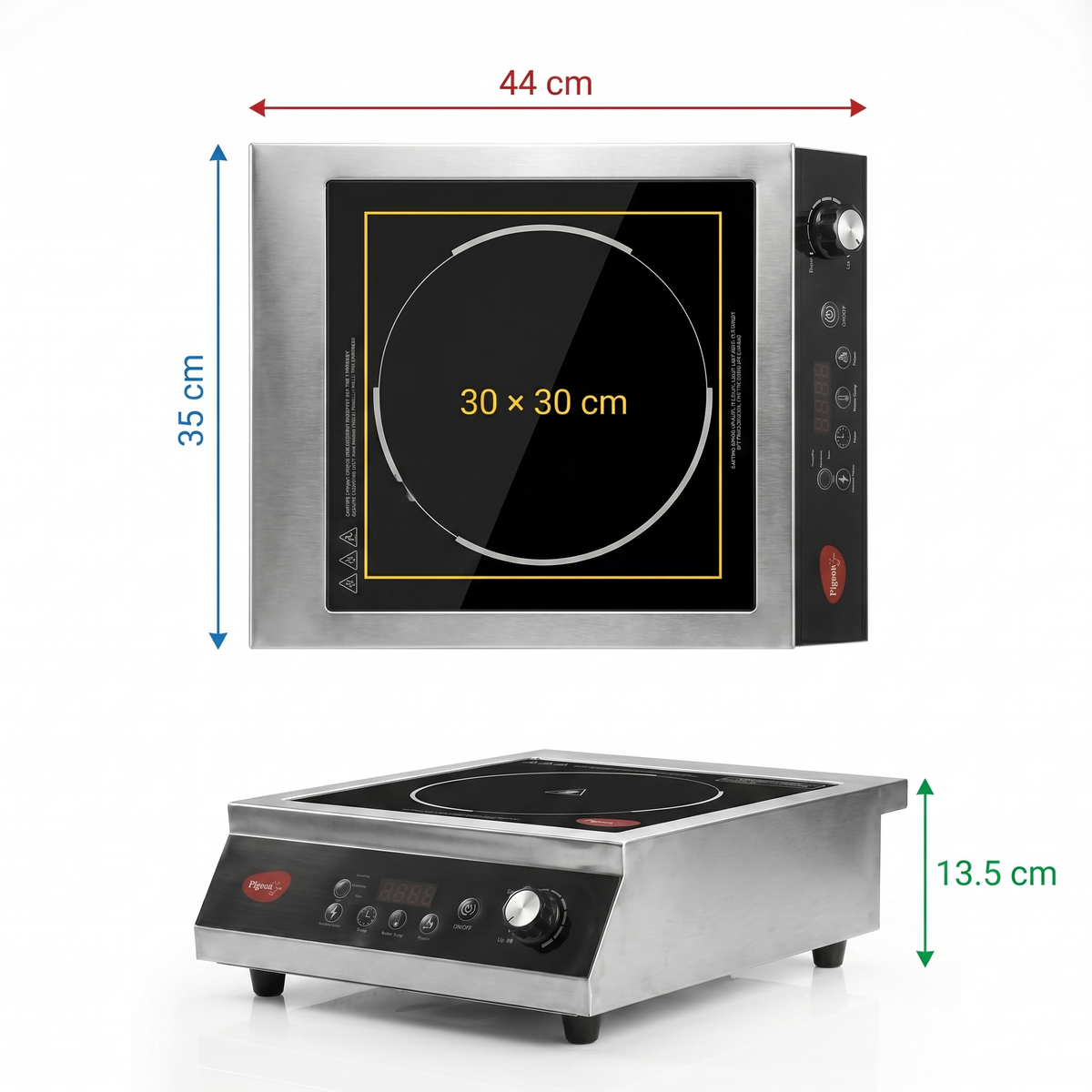 Heavy duty Pigeon infrared cooktop with 10 power levels from 200W to 3500W