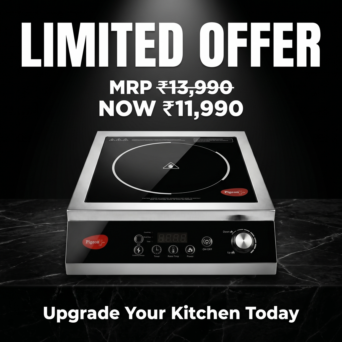 Pigeon Egnite Heavy Duty 3500 watt cooktop ideal for catering setups and restaurants