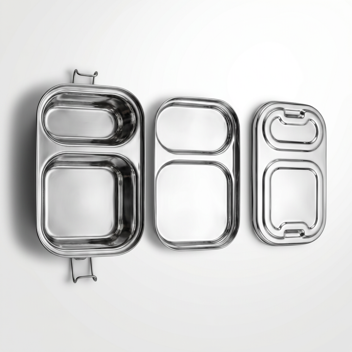 Kitchen Mart 2 compartment tiffin box with leak resistant clip type locking mechanism for office and school