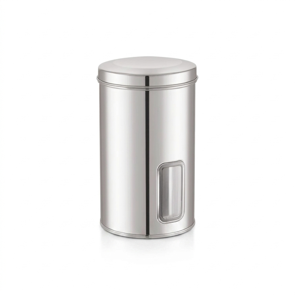 JVL Trendy Window Canister – Stainless Steel Airtight Storage Jar