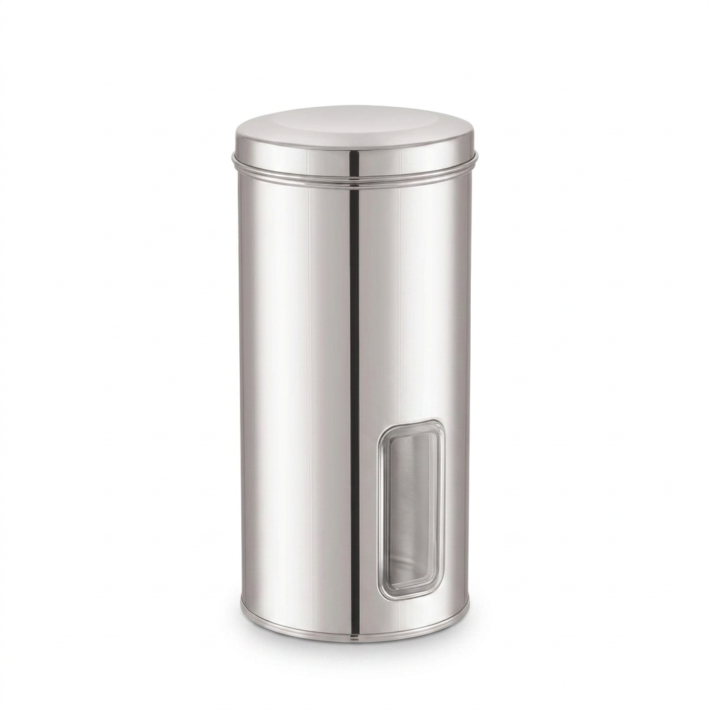 JVL Trendy Window Canister – Stainless Steel Airtight Storage Jar