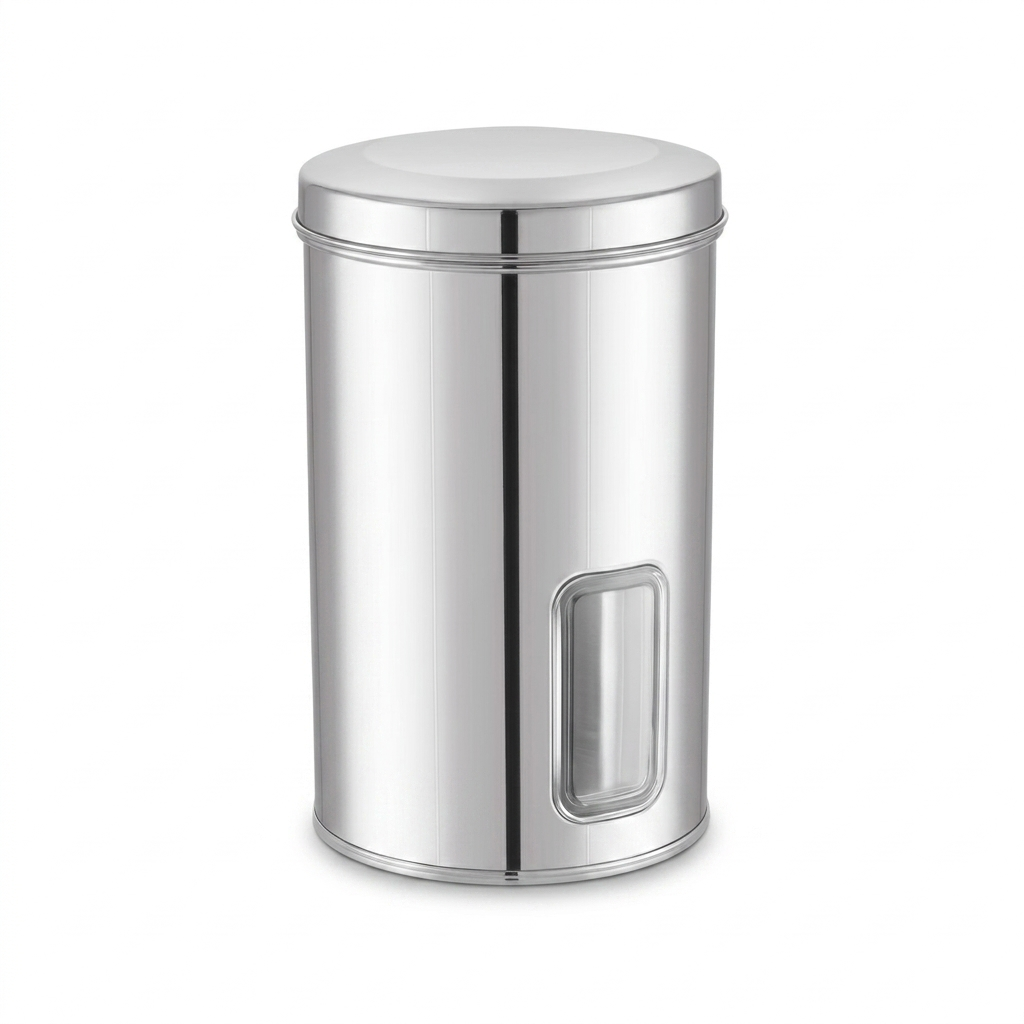 JVL Trendy Window Canister – Stainless Steel Airtight Storage Jar